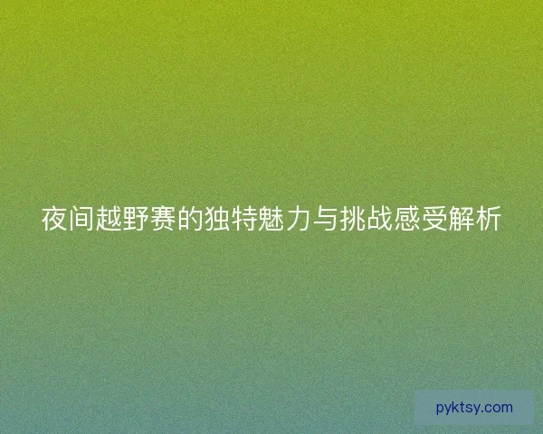 夜间越野赛的独特魅力与挑战感受解析