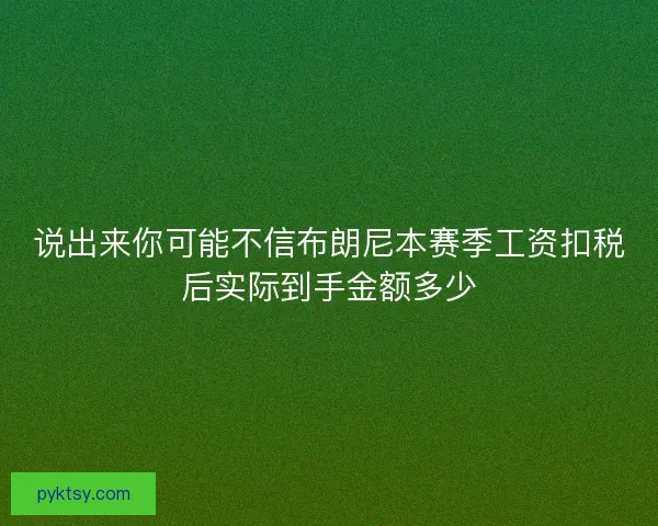 说出来你可能不信布朗尼本赛季工资扣税后实际到手金额多少
